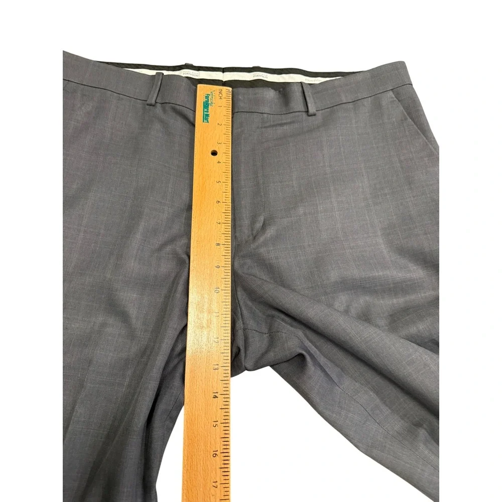 Perry Ellis Portfolio Mens Grey Plaid Modern Fit Dress‎ Pants Folio-Flex 38x32